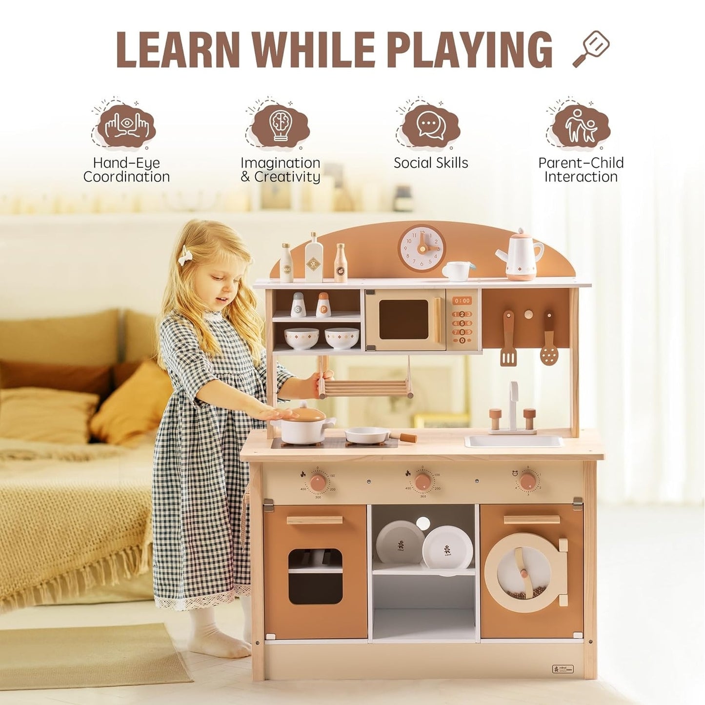 Deluxe Wooden Kitchen Playset for Toddlers