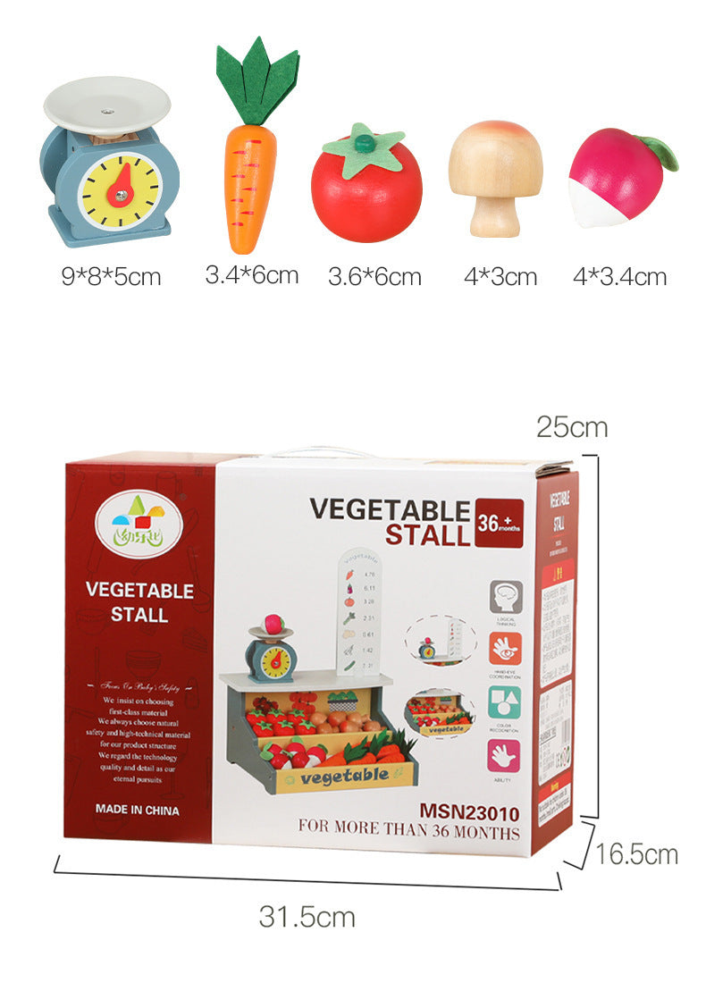 Wooden Supermarket Veggie Store Playset