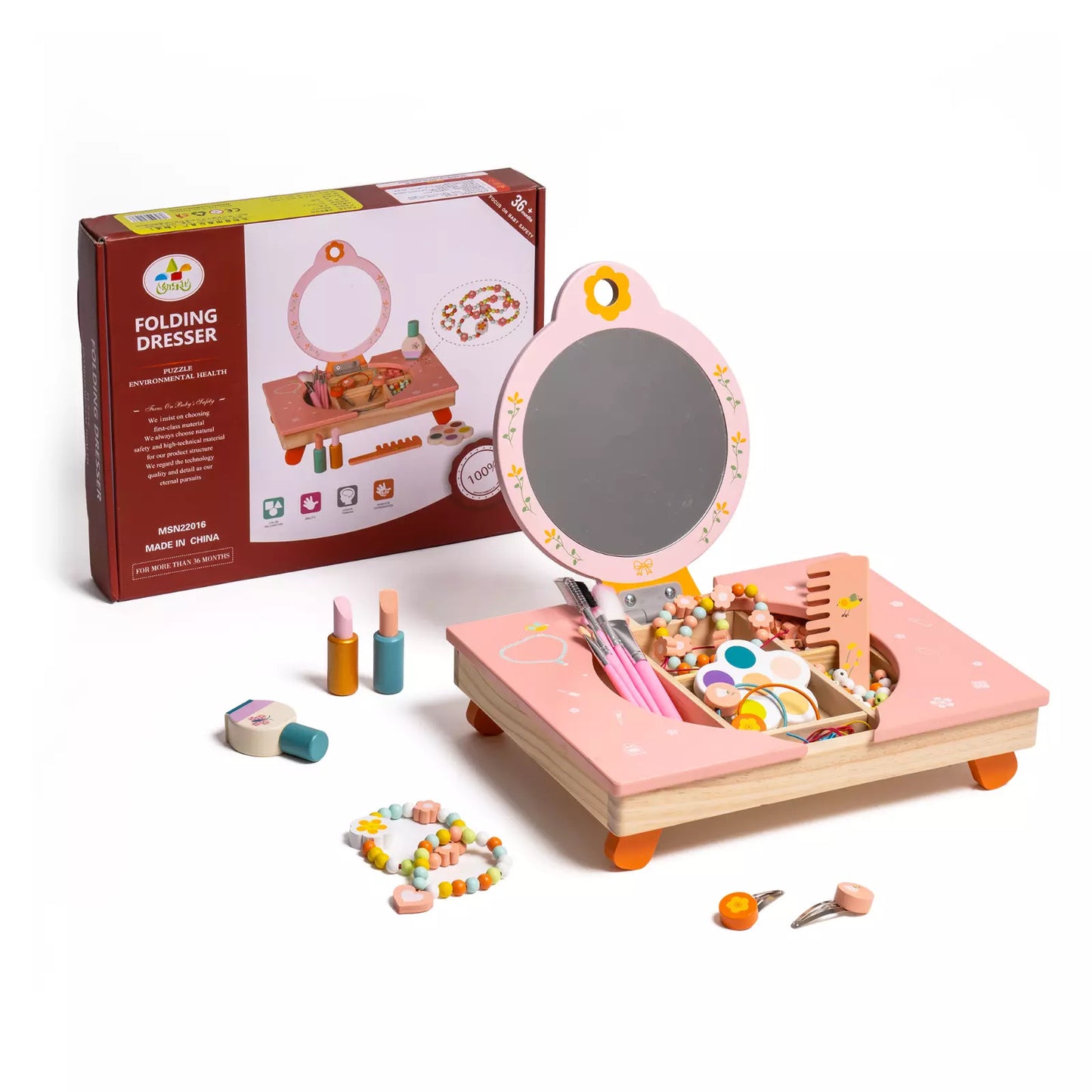 Wooden Cosmetic Makeup Toys Set