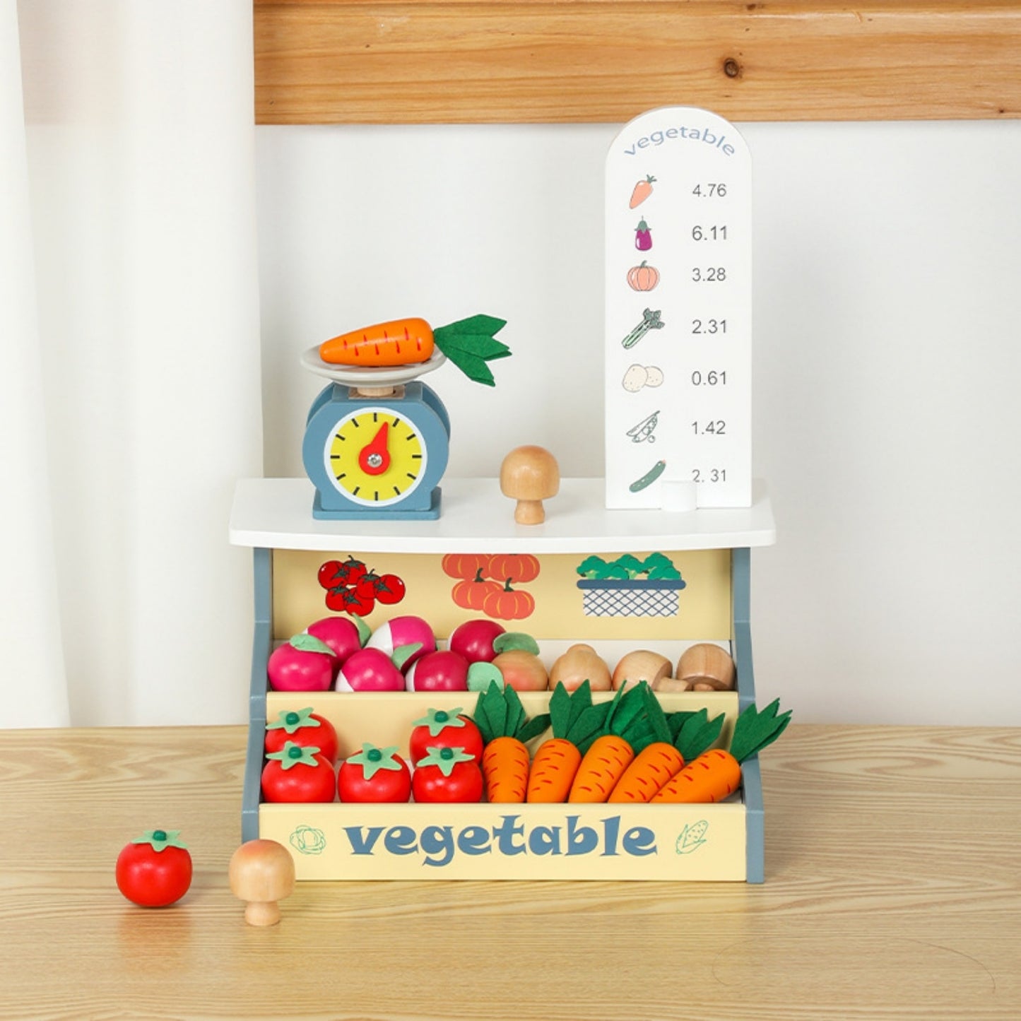 Wooden Supermarket Veggie Store Playset