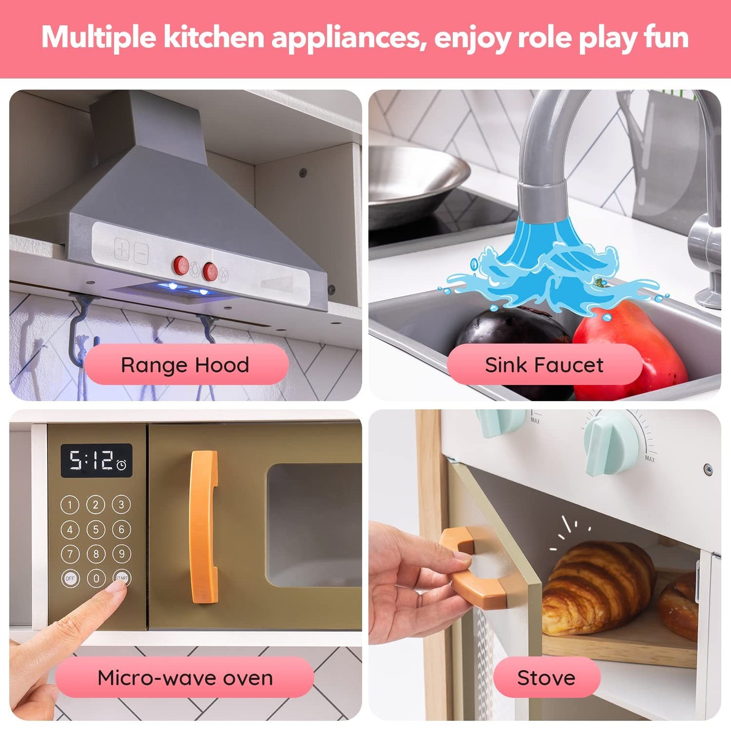 Wooden Kitchen Playset Toys