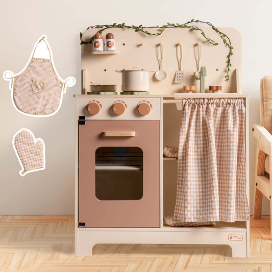 Rustic Wooden Play Kitchen Set