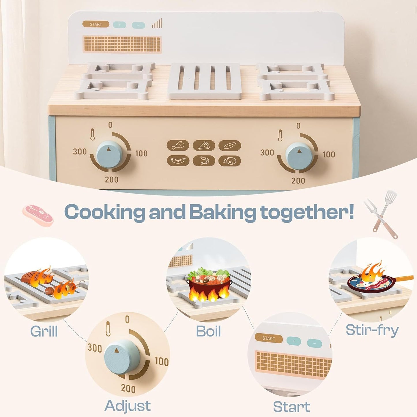 Deluxe Wooden Play Oven & Refrigerator Set