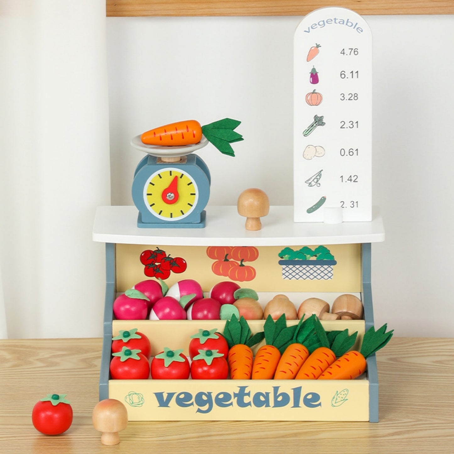 Wooden Supermarket Veggie Store Playset