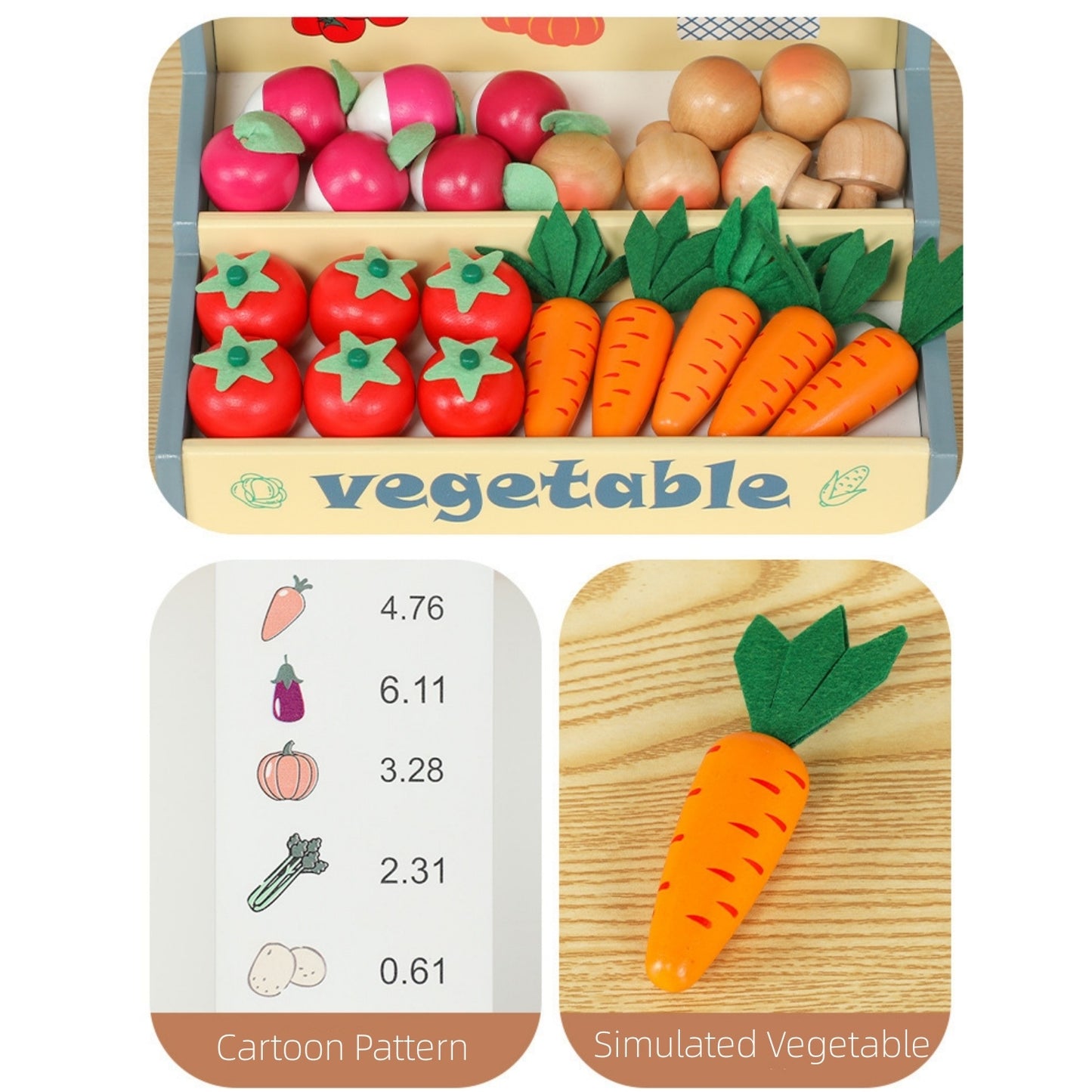 Wooden Supermarket Veggie Store Playset