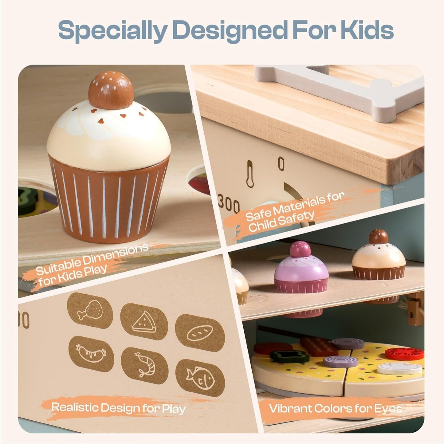 Deluxe Wooden Play Oven & Refrigerator Set