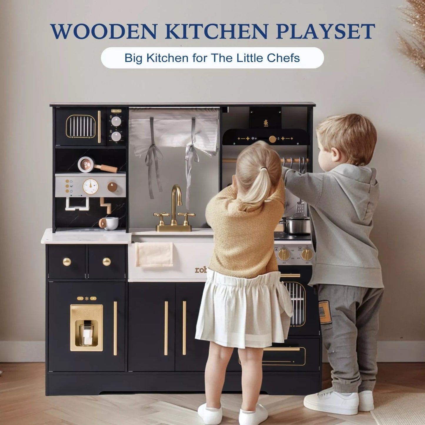 Play Wooden Kitchen Cooking Toy Set