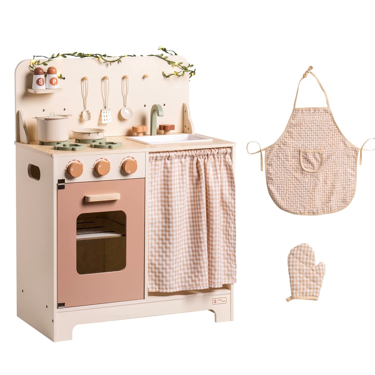 Rustic Wooden Play Kitchen Set