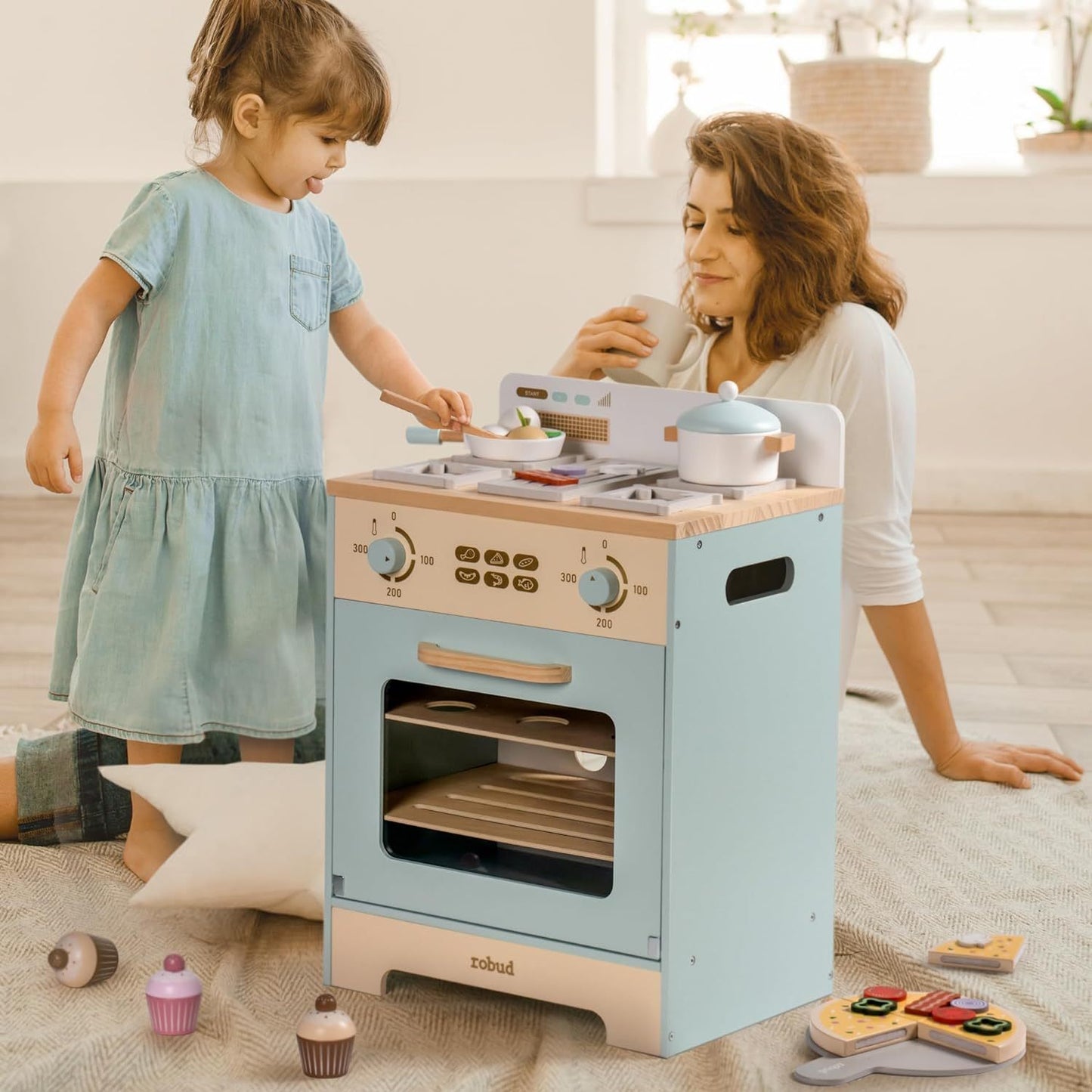 Deluxe Wooden Play Oven & Refrigerator Set